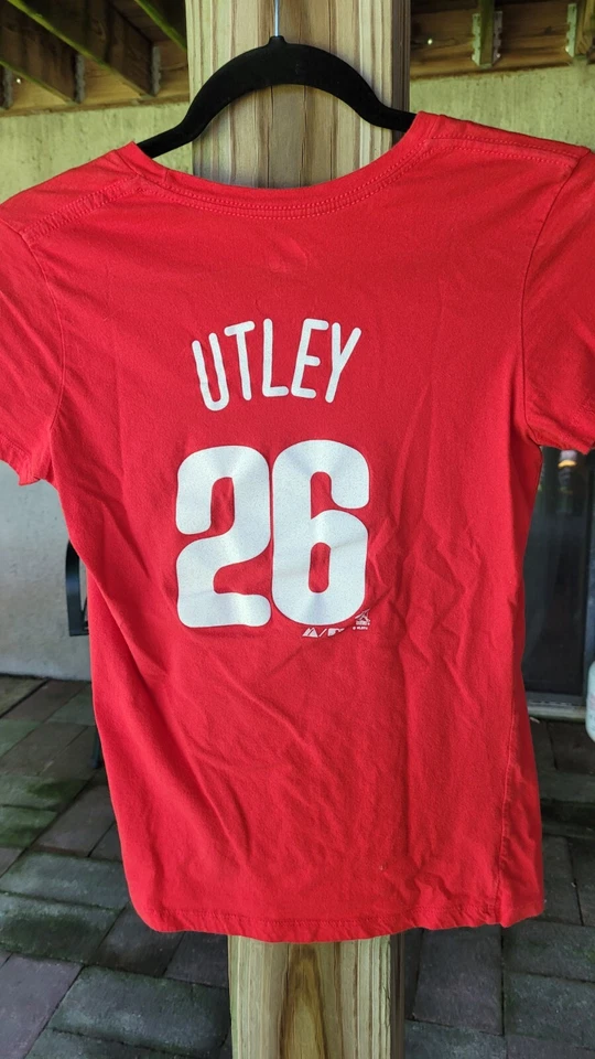 Camisa para mujer Philadelphia Phillies - Camiseta Chase Utley 26 - talla pequeña Foto 2 de 4