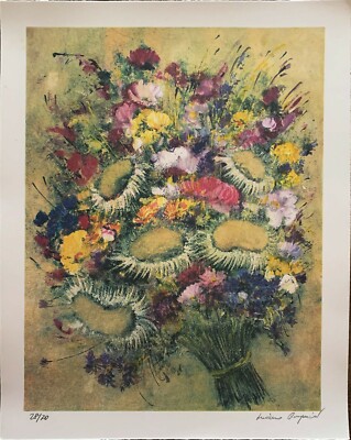 Luciano Pasquini Lithographie A Farben Vase Von Blumen 50x40 Sign. Nummeriert