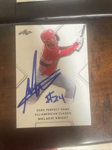 MALAKHI KNIGHT 2020 LEAF PERFECT GAME NIKE ALL-AMERICAN IP AUTO SIGNED - Picture 7 of 9
