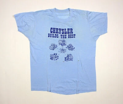 Vintage CHRYSLER MAGAZINE blue t-shirt size XL V8 DODGE PLYMOUTH MOPAR 1970 - Photo 1/4