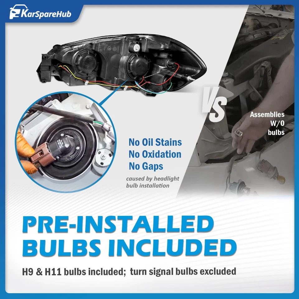 Headlights Assembly For 2006-2013 Chevy Impala Headlamps with bulbs Left+Right Foto 4 de 4