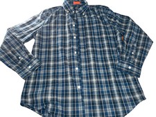 St Johns Bay Comfort Flex Button Up Shirt Mens Medium Long Sleeve Blues White