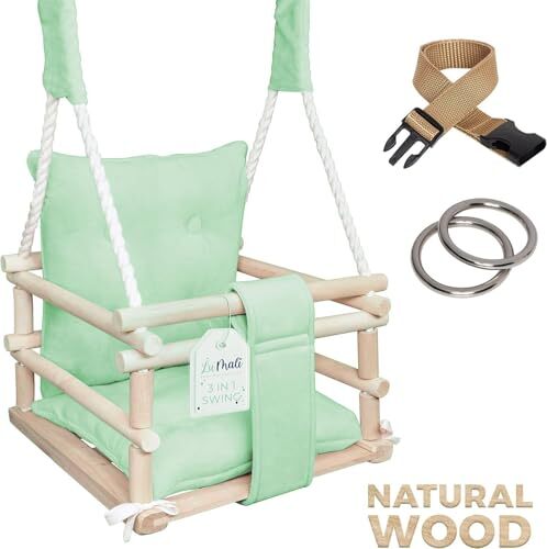 Holz Babyschaukel Indoor 3in1 – Kinderschaukel mit Kissen und Sicherheitsgurt - Bild 1 von 57