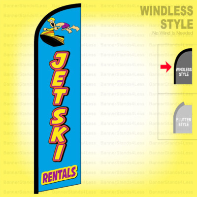 JET SKI RENTALS  - Windless Swooper Flag 2.5x11.5 ft Feather Banner Sign bf