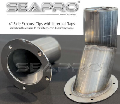 Seapro 4'' Side Marine Boat Exhaust tip 40 degree angle- Stainless Steel