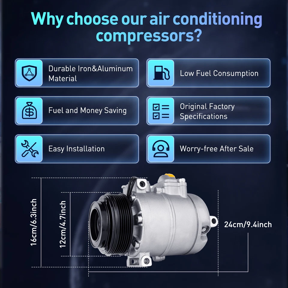 A/C Compressor +AC Clutch For 2004-2011 BMW X3 2.5L 3.0L 2001-2006 BMW M3 3.2L - Image 3 of 4