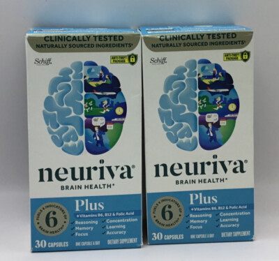 (2) Neuriva Plus Fast-Acting Brain Performance 30x2=60 Capsules Exp 6/25