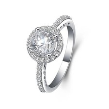 CZ STERLING SILVER HALO ENGAGMENT WEDDING RING BRIDAL WOMEN'S SIZE 3-12 SAE048