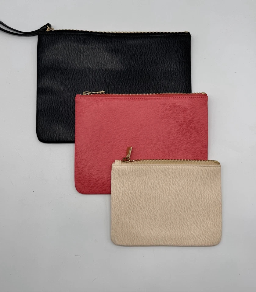 FURLA Juego de 3 bolsas anidadoras de cuero negro rosa y blanco Foto 3 de 4