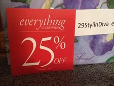 Discount signs for retail store 25% off  Square 5.5" x 5.5" shape USED