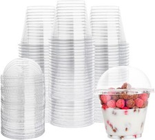 200Pack 9oz Clear Plastic Cups with Dome Lids, Dessert Cups with Lids, Dispos...