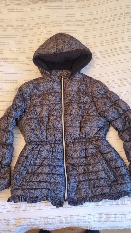 Pink Platinum sz 14 16 coat jacket winter ruffles and lace effect FITS 10-11 yo