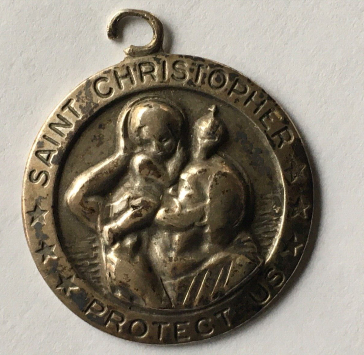 Vtg Solid Sterling Silver Saint Christopher Charm… - image 2
