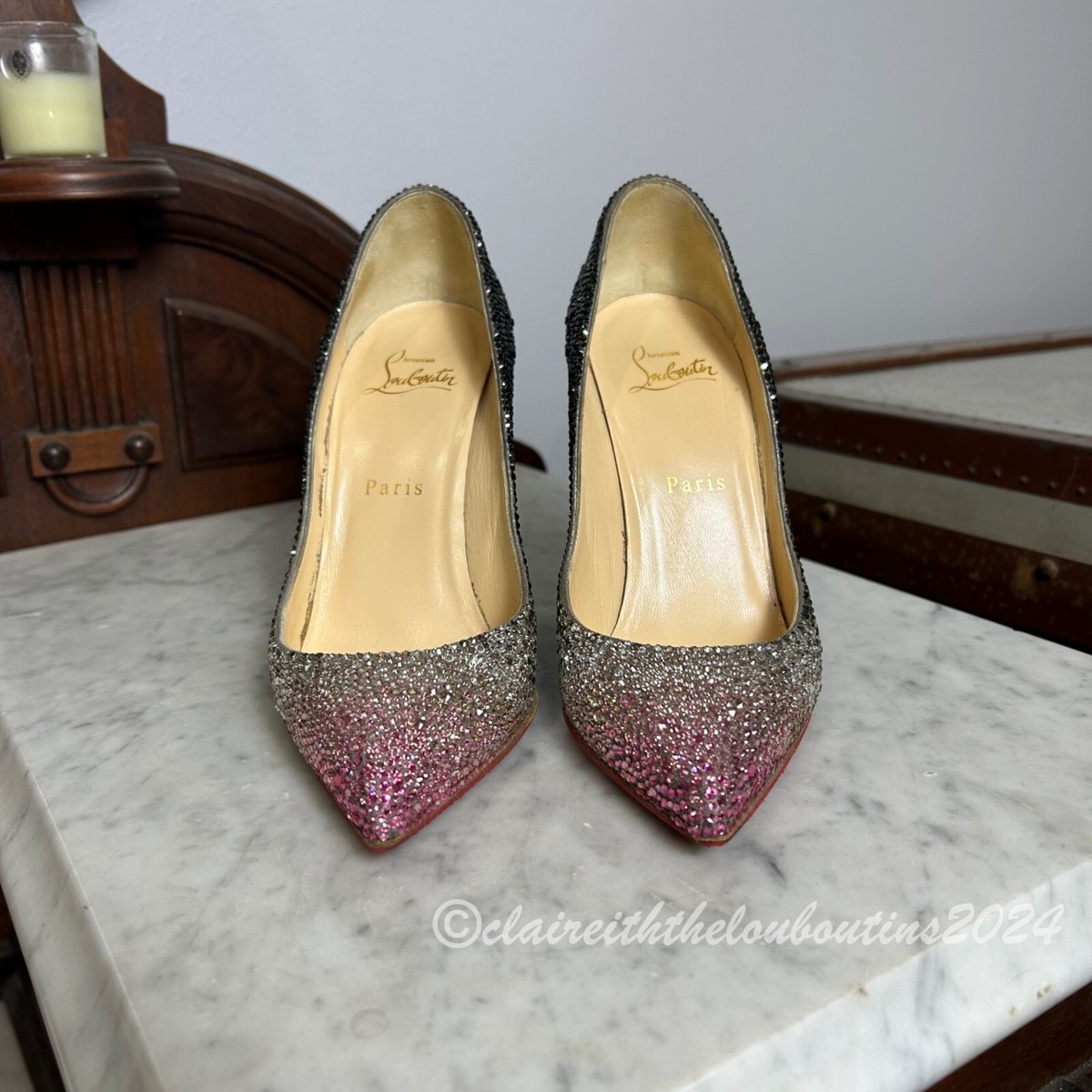 【良品】クリスチャンルブタン・FOLLIES STRASS 100・ベージュ Follies Strass ベージュ メッシュ - Shoes - Women - Christian