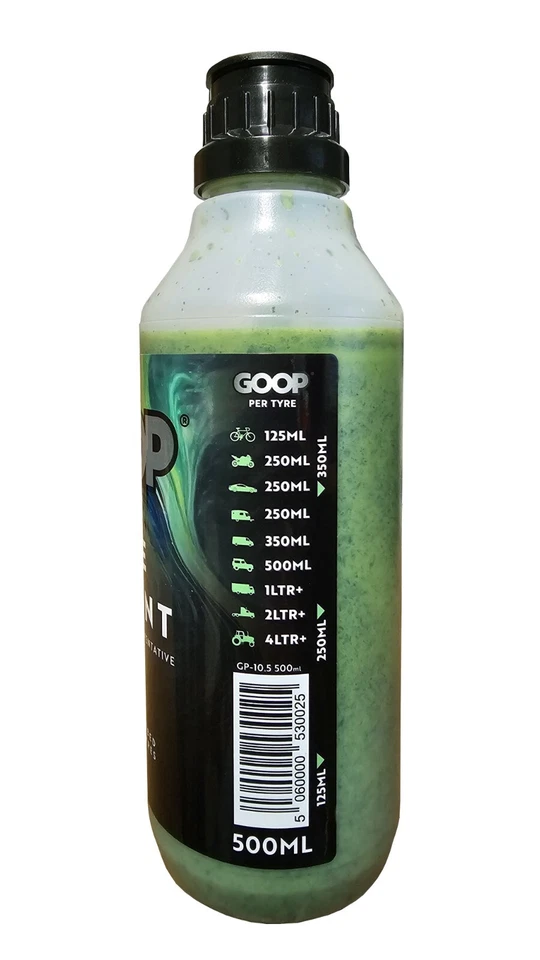 Sellante de pinchazos neumático Goop preventor de pinchazos / botella de 500 ml / hecho en el Reino Unido Foto 2 de 4