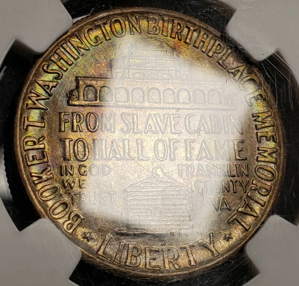 1946-D 50c BTW Booker T Washington Half Dollar - PQ Toning - NGC MS 65 - X1765 - Image 3 of 4