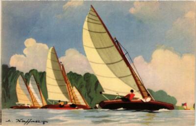 Old postcard AK Au plus pr du vent Acrobatic yoles for lakes SHIPS (754822)