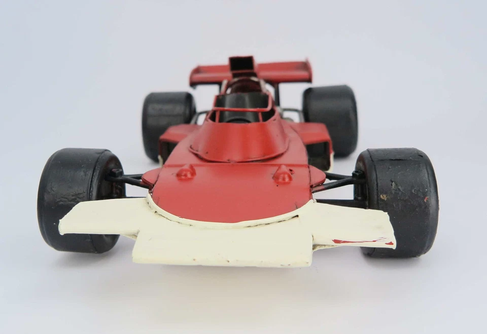 Nostalgie - Modello Auto Corsa Formel1 Rosso Lamiera Retro-Deko Modellino - Immagine 3 di 4