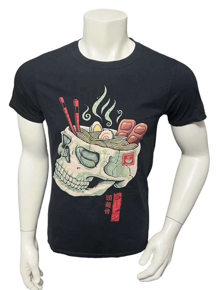 Threadless T-Shirt Adult Size Small S Vincent Trinidad Ramen Skull Casual Tee - Image 2 of 4