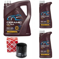 MotoröL Set Mannol 5W-40 Ceramic Ultra 7 Liter + ÖLfilter FüR Chrysler Jeep 6.1