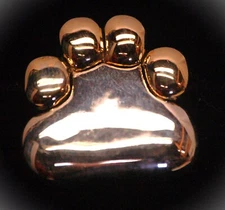 MJ Signed Jewelry Paw Print Pin Brooch Pendant Silver Gold Tone L