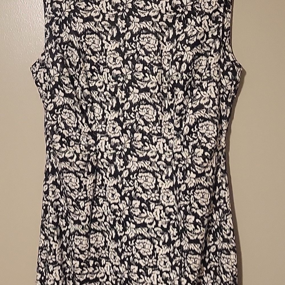 CALVIN KLEIN  Womens Black White Knit Sleeveless Brocade Sheath Dress Size 6 thumbnail 3