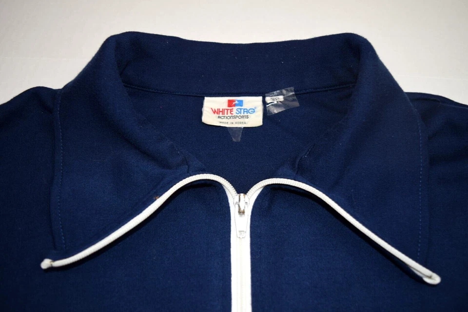 Sudadera Chaqueta Vintage Blanca Ciervo Talla L Años 70 1 Bolsillo Cremallera Tenis Moda Foto 2 de 4