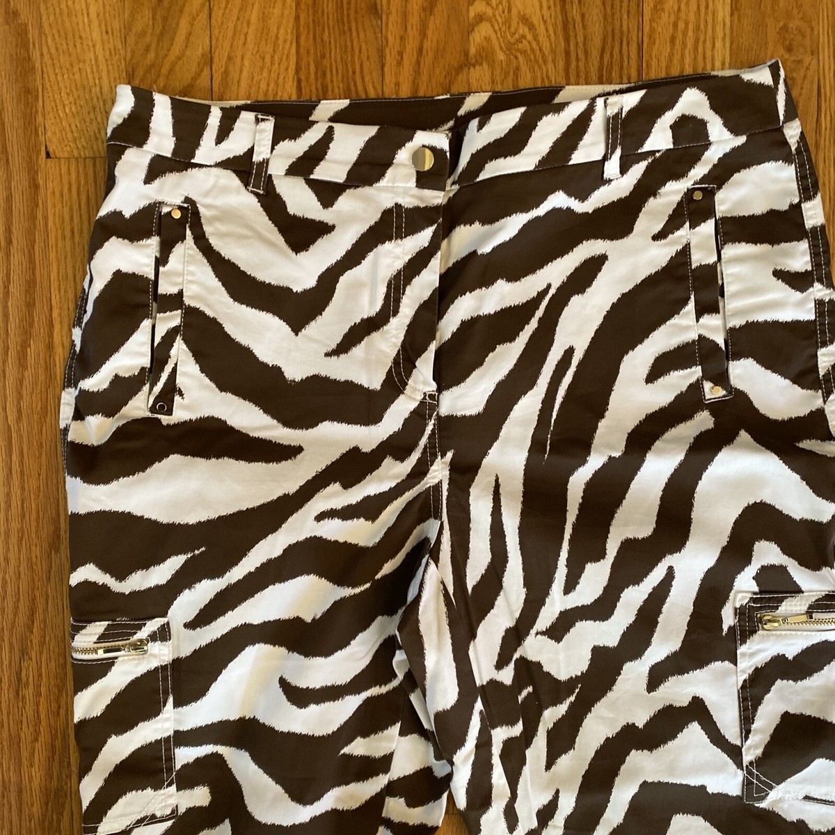 Chico's Zebra Brown & White Crop Cargo Pocket Pants Chico's 2 L