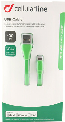USB Ladekabel Apple iPhone 5 5s 6 6s 7 8 12 X XS XR 1m Kabel Cellularline 490