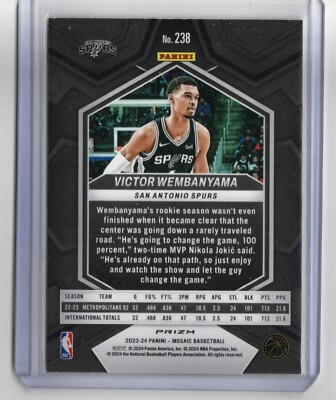 2023-24 Panini Mosaic Victor Wembanyama RC Reactive Yellow Prizm