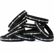 10 Barbed Wire Thin Silver Gray Line Wristband Corrections Officers Pick Size