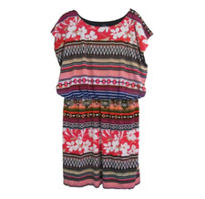 Womens Cap Sleeve Floral Print Drop Waist Dress Plus Size 1X