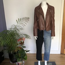 Selected Femme - Anthropologie Real Leather Jacket In Brown Small Rrp£200