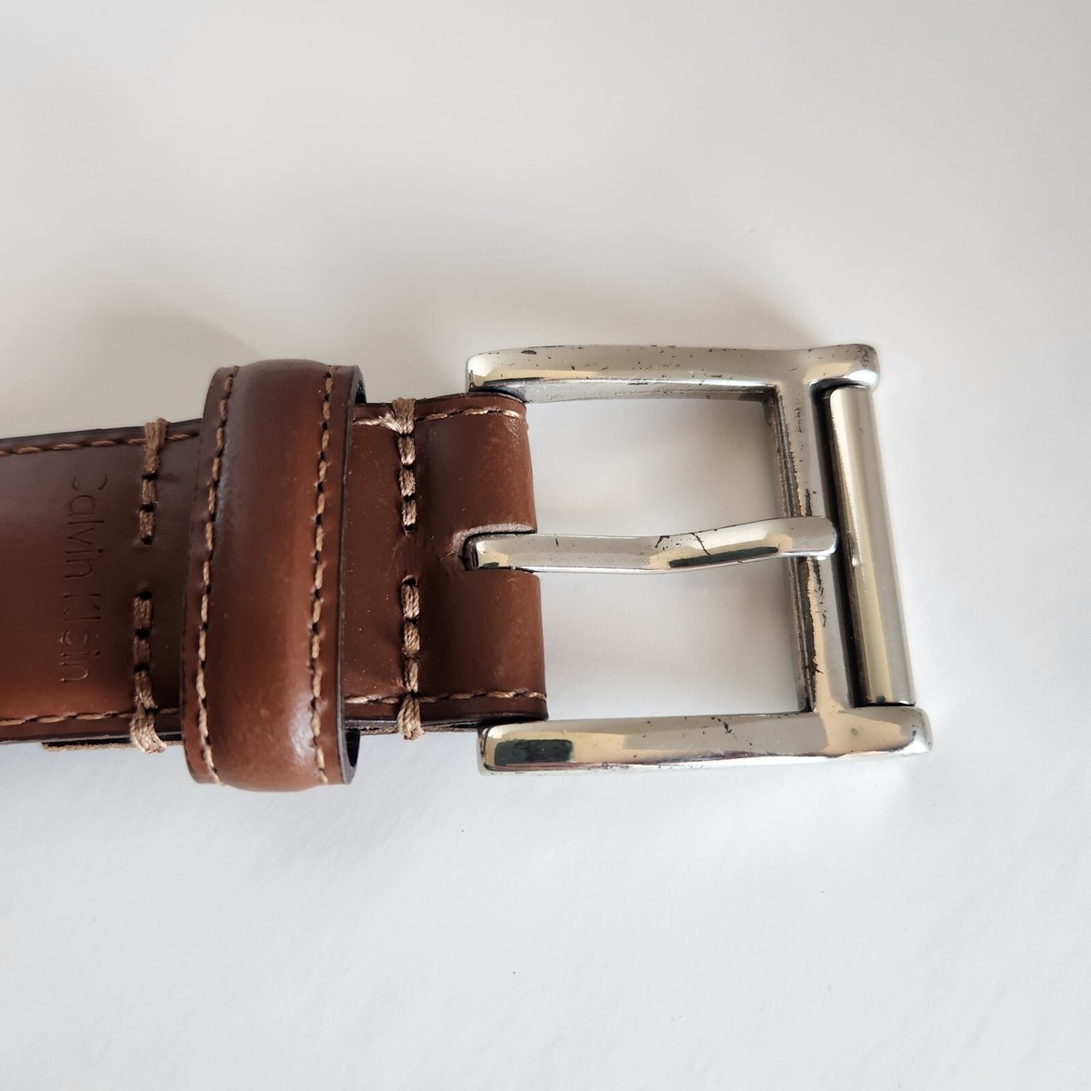 Calvin Klein Leather Belt Italian Calfskin USA M Calvin Klein belt - brown - leather - M New | Mercari main image 4