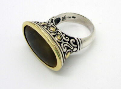 John Hardy Jaisalmer Dot Sterling Silver 18K Yellow Gold Oval Buff