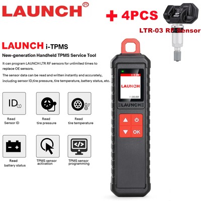 Launch X-431 i-TPMS Tire Pressure Detector Activator Tool +4Pcs LTR-03 RF Sensor
