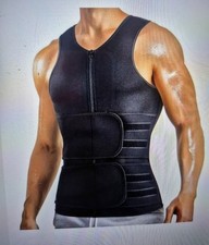 Men's Sweat Sauna Waist Trainer Zip Vest Weight Loss Top Neoprene Body Shaper