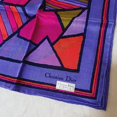 Mouchoir Christian Dior coton 48 cm 18" logo carré violet rouge