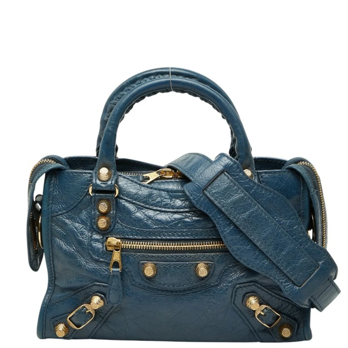 Balenciaga Giant Mini City Handbag Shoulder Bag 2WAY 309544 Blue L