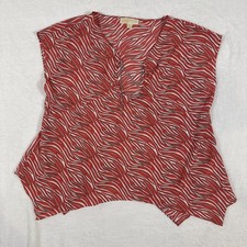 Michael Michael Kors Women's Short Sleeve Flowy Pink Pattern Blouse Large