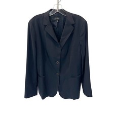 Talbots Womens Black Wool Blend Two Button Blazer Jacket Size 14 Office Career