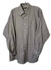 Arrow Wrinkle Free Cotton Blend Gray Striped Dress Shirt Long Sleeve 16.5-32/33