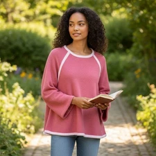 Pomander Place Terry Cloth Top M Pink Tuckernuck Sweatshirt Pullover Medium