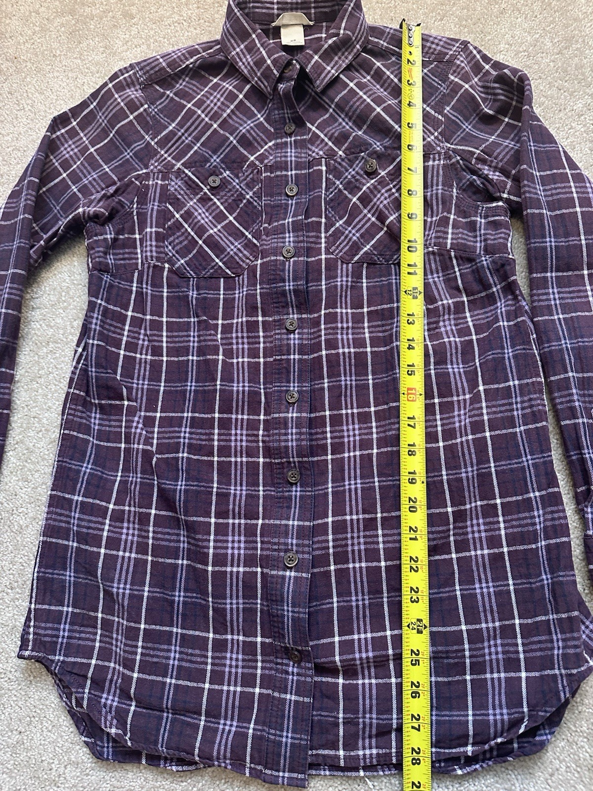 Duluth Trading Co Shirt Womens XS Purple Plaid Button Up Lightweight Flannel
