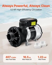 New SPA Pump, 1.5 HP, 110V Hot Tub Bathtub Circulation Pump with 1.5-Inch Port,