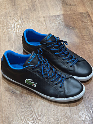 Lacoste Grad Vulc Black/Blue Leather Lace-Up Sneakers Men's US 13 EU 47