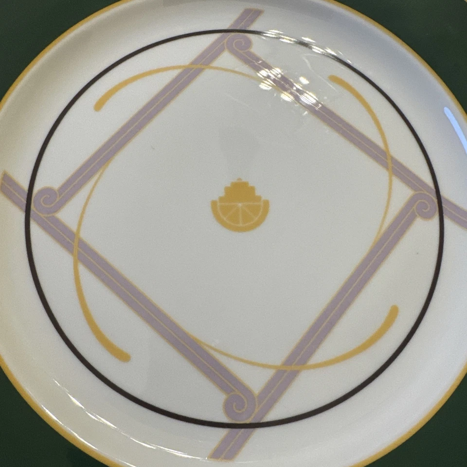 "Plato de cena Royale Rego Reino de Tailandia 10"" borde verde/diseño amarillo/lila"  Foto 2 de 4