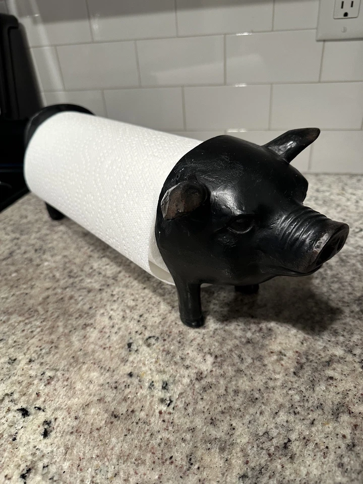 Farmhouse Pig Paper Towel Holder Country Wood Adjustable - Image 2 of 4