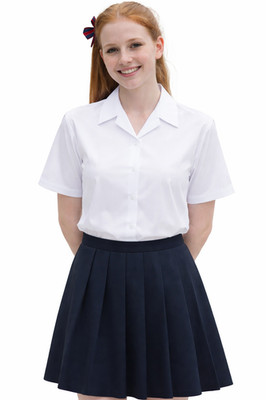 Kinder Mädchen weiße Kurzarm Schuluniform Hemd geknöpfte Bluse