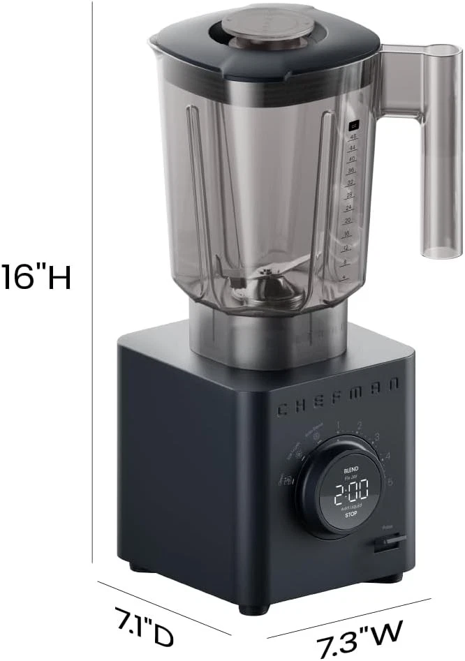 Licuadora de encimera Chefman Obliterator 48 oz para batidos - medianoche (caja abierta) Foto 3 de 4